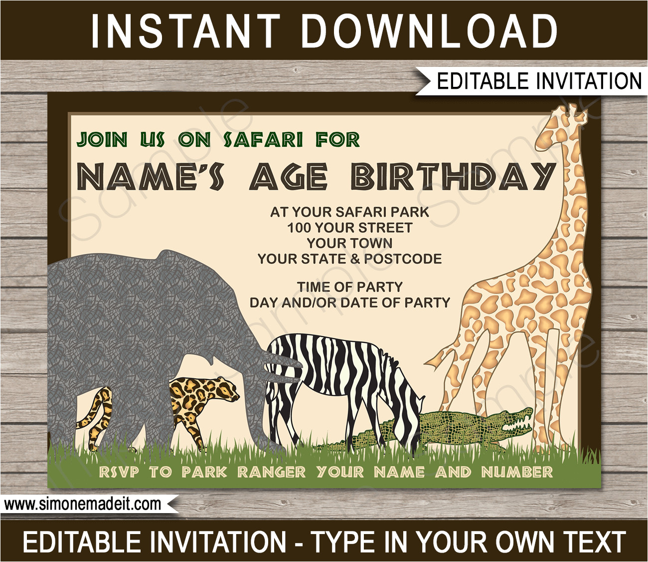 Zoo Birthday Party Invitation Template 40th Birthday Ideas Safari Birthday Invitation Template Free