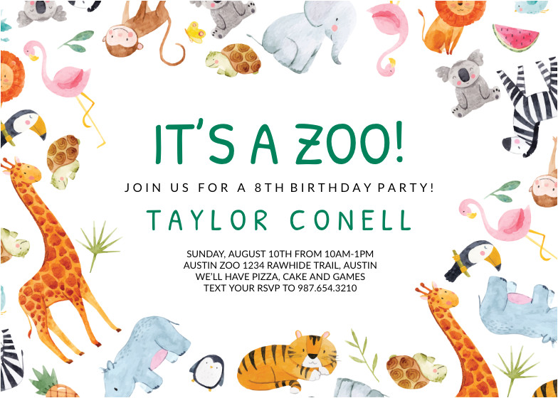 Zoo Birthday Party Invitation Template Its A Zoo Birthday Invitation Template Free