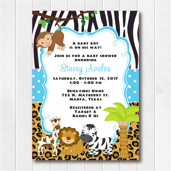Zoo Birthday Party Invitation Template Jungle Safari Invitations for Boys Safari Baby Shower Invite