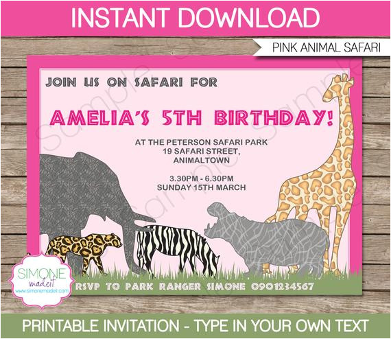 Zoo Birthday Party Invitation Template Zoo Invitation Template Safari Birthday Party by Simonemadeit