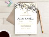 1 Page Wedding Invitation Diy Printable Wedding Invitation Template Black Gold Leaves