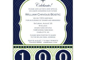 100th Birthday Party Invitation Wording Celebrate His Century 100th Birthday Invitations