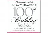 100th Birthday Party Invitation Wording Pink Scroll 100th Birthday Invitations
