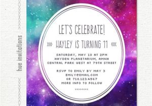 11th Birthday Party Invitations Tween Birthday Party Invitation Nebula Galaxy Girls 11th