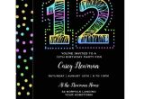12 Year Old Boy Birthday Party Invitation Template Cool On Black Fun 12th Birthday Party Invitation Zazzle Com