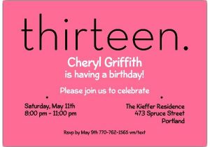 13th Birthday Invitations for Girls Thirteen Pink 13th Birthday Invitations