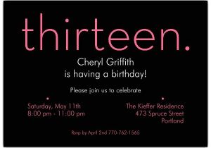 13th Party Invites Thirteen Pink On Black 13th Birthday Invitations Paperstyle
