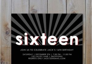 16th Birthday Party Invitations for Boys 16th Birthday Invitation Black White Red by