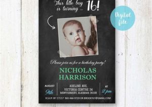 16th Birthday Party Invitations for Boys Sweet 16th Birthday Invitation for Boys Personalized