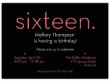 16th Birthday Party Invitations Templates Free Sixteen Pink On Black 16th Birthday Invitations