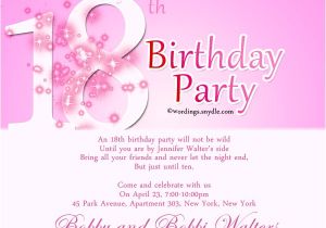 18 Birthday Invitation Sample 18th Birthday Party Invitation Wording Wordings and Messages