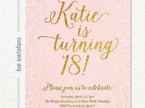 18th Birthday Invitation Sample Pink Gold Glitter 18th Birthday Invitation for by