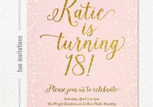 18th Birthday Invitation Sample Pink Gold Glitter 18th Birthday Invitation for by