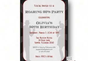 1920s Birthday Party Invitations Roaring 20s Invitation Printable 1920s Birthday Invite