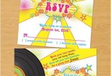 1970s Party Invitations Groovy 1970s or 70s Disco themed Bat Mitzvah Invitation