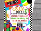 1980s Birthday Party Invitations 1980s Awesome Eighties themed Birthday Party Invitations X