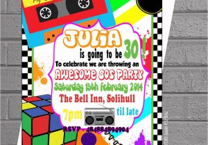 1980s Birthday Party Invitations 1980s Awesome Eighties themed Birthday Party Invitations X