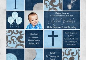 1st Birthday and Baptism Combined Invitations Colorful Baptism Invitation event Colors Wording