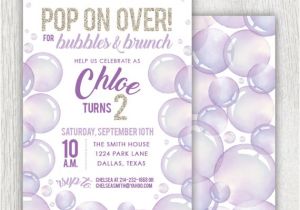1st Birthday Brunch Invitations Printable Bubbles Birthday Invitation Bubbles and Brunch