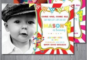 1st Birthday Carnival Invitations Circus Birthday Invitation First Birthday Party by