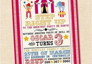 1st Birthday Carnival themed Invitations Step Right Up Circus Invitation Circus themed Party Circus