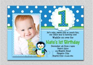 1st Birthday Invitation Frames Penguin Birthday Invitation Penguin 1st Birthday Party Invites