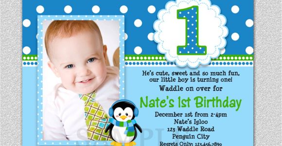 1st Birthday Invitation Ideas for A Boy Penguin Birthday Invitation Penguin 1st Birthday Party Invites