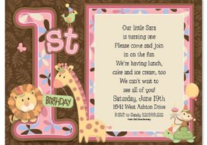 1st Birthday Invitation Sms for Baby Girl First Birthday Invitation Wording and 1st Birthday