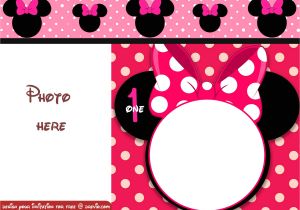 1st Birthday Invitation Template Blank Free Minnie Mouse Polka Dot 1st Birthday Invitation