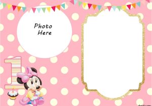 1st Birthday Invitation Template Blank Free Printable Minnie Mouse 1st Invitation Templates