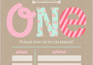 1st Birthday Invitation Template Blank Pink and Mint First Birthday Fill In the Blank Invitation