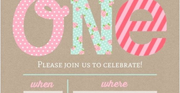 1st Birthday Invitation Template Blank Pink and Mint First Birthday Fill In the Blank Invitation