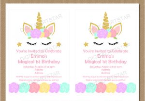 1st Birthday Invitation Template Unicorn Unicorn Birthday Party Invitation Template Digital Art Star