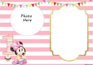 1st Birthday Invitations Templates with Photo Free Free Printable Minnie Mouse 1st Invitation Templates