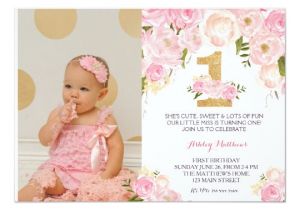 1st Year Birthday Invitation Card Template 1st Birthday First Beautiful Floral Invitation Card Zazzle