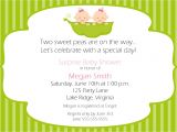 2 Peas In A Pod Baby Shower Invitations Two Peas In A Pod Baby Shower theme Ideas for Twin