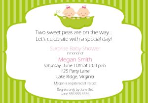 2 Peas In A Pod Baby Shower Invitations Two Peas In A Pod Baby Shower theme Ideas for Twin
