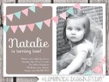 2 Year Old Birthday Invitation Template First Birthday Invitation Bunting Flags Banner Photo Printable