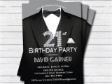21st Birthday Invitations Male 21st Birthday Invitation Man Black Tie and Suit Diamond