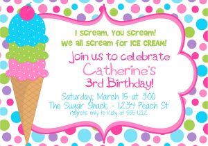 24th Birthday Invitations Templates Icecream Birthday Party Invitation for Girls Digital File
