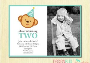 2nd Birthday Invitation Wording for Boy Boy 39 S Birthday Monkey Invitation Baby Boy First