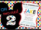 2nd Birthday Invitation Wording Mickey Mouse Mickey Mouse Clubhouse Oh Two Dles 2nd Birthday Invitation