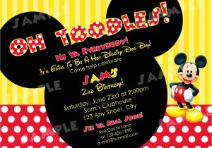 2nd Birthday Invitation Wording Mickey Mouse Printable Mickey Mouse Red White Yellow Birthday by