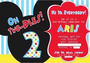 2nd Birthday Invitation Wording Mickey Mouse Two Year Old Birthday Invitations Dolanpedia Invitations