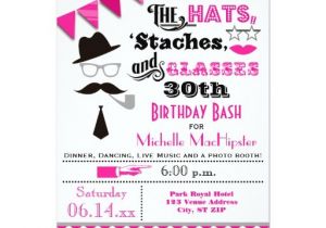 30th Birthday Brunch Invitations Hats Mustaches and Glasses 30th Birthday Invite Zazzle