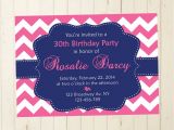 30th Birthday Brunch Invitations Navy and Pink Woman Invitation Brunch Birthday Invitation