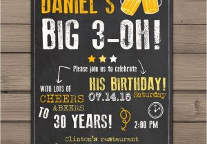 30th Birthday Party Invitations for Him 30th Birthday Invitation Surprise Party Cheers and Beers