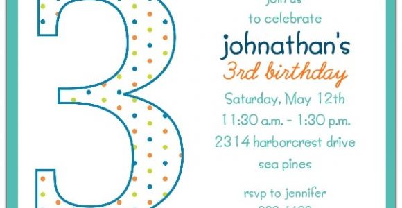 3rd Birthday Invitation Wording Boy 3rd Birthday Boy Dots Invitations