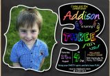 3rd Birthday Invitation Wording Boy 3rd Birthday Invitation Chalkboard Invite Rainbow Colors