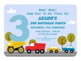 3rd Birthday Invitation Wording Boy Boys Transport 3rd Birthday Party Invitation